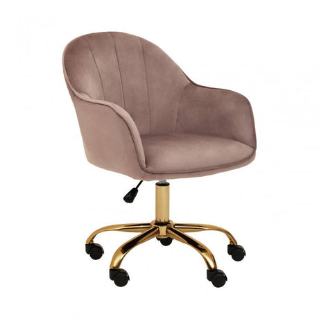 Metro Pink Velvet And Gold Home Office Chair