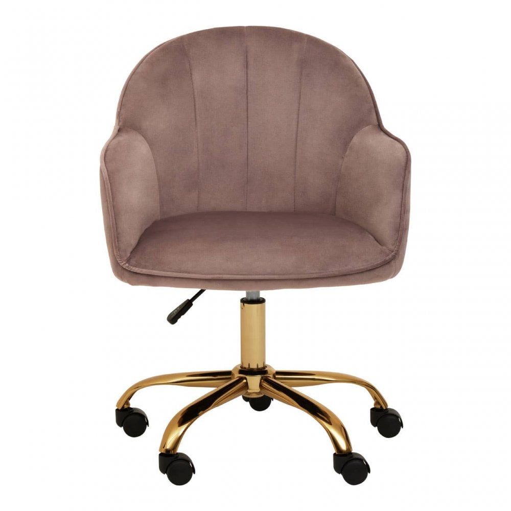 Metro Pink Velvet And Gold Home Office Chair