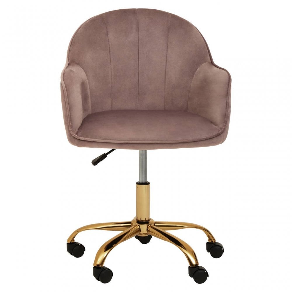 Metro Pink Velvet And Gold Home Office Chair