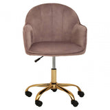 Metro Pink Velvet And Gold Home Office Chair