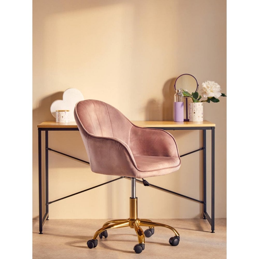 Metro Pink Velvet And Gold Home Office Chair