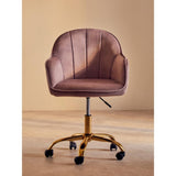 Metro Pink Velvet And Gold Home Office Chair