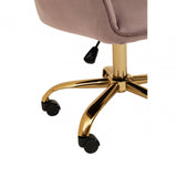 Metro Pink Velvet And Gold Home Office Chair