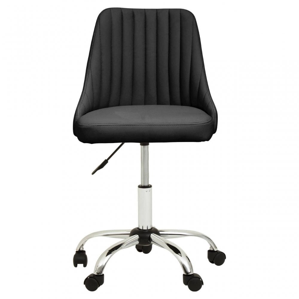 Metro Ribbed Black And Chrome Home Office Chair