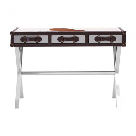 Lancaster Townhouse Brown And White Genuine Cowhide Console Table