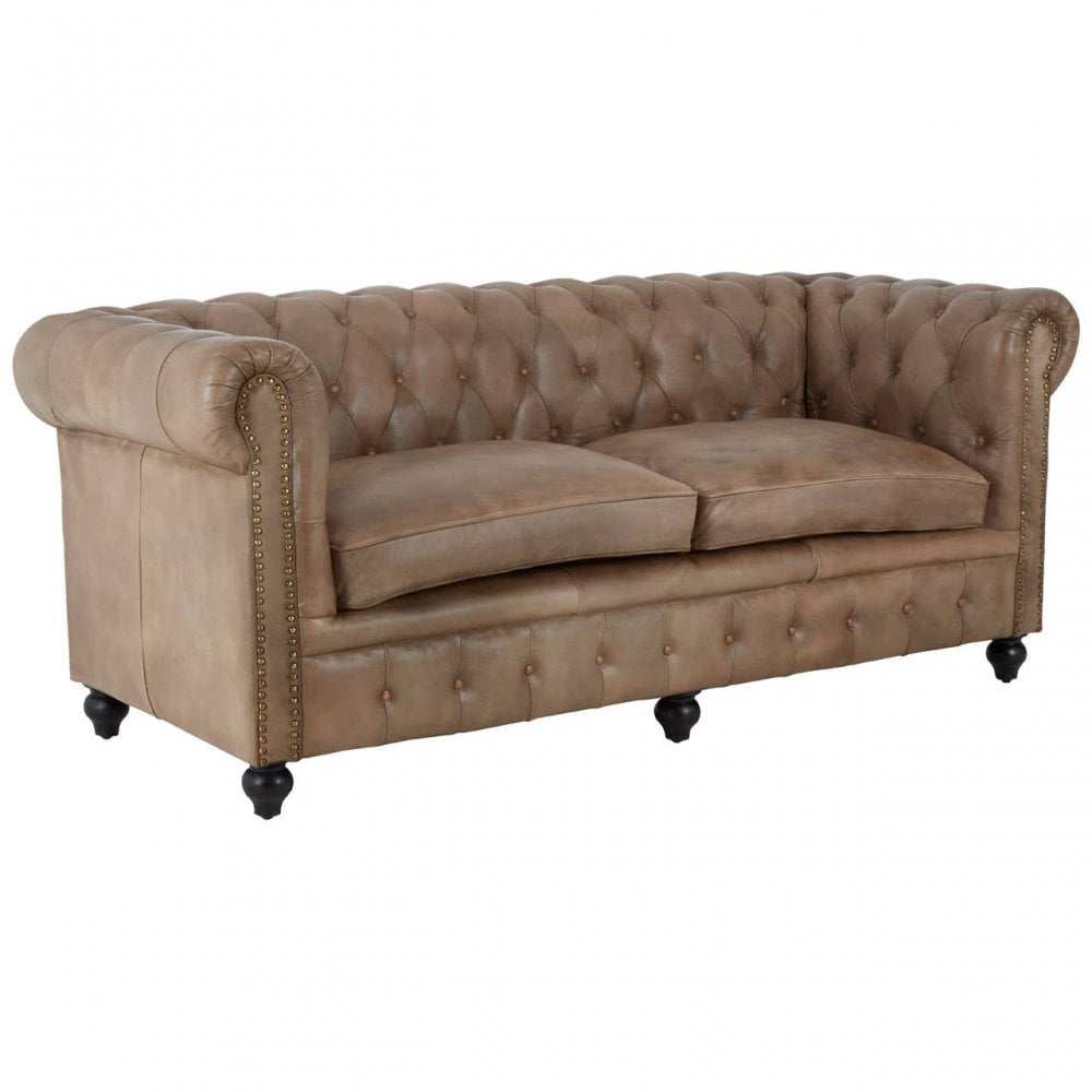 Bison 3 Seat Light Brown Leather Sofa