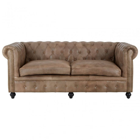 Bison 3 Seat Light Brown Leather Sofa