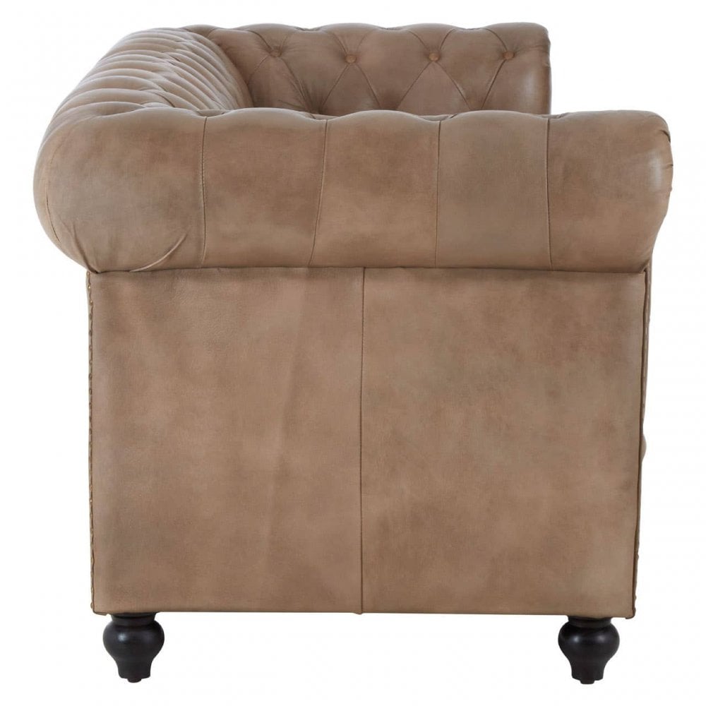 Bison 3 Seat Light Brown Leather Sofa