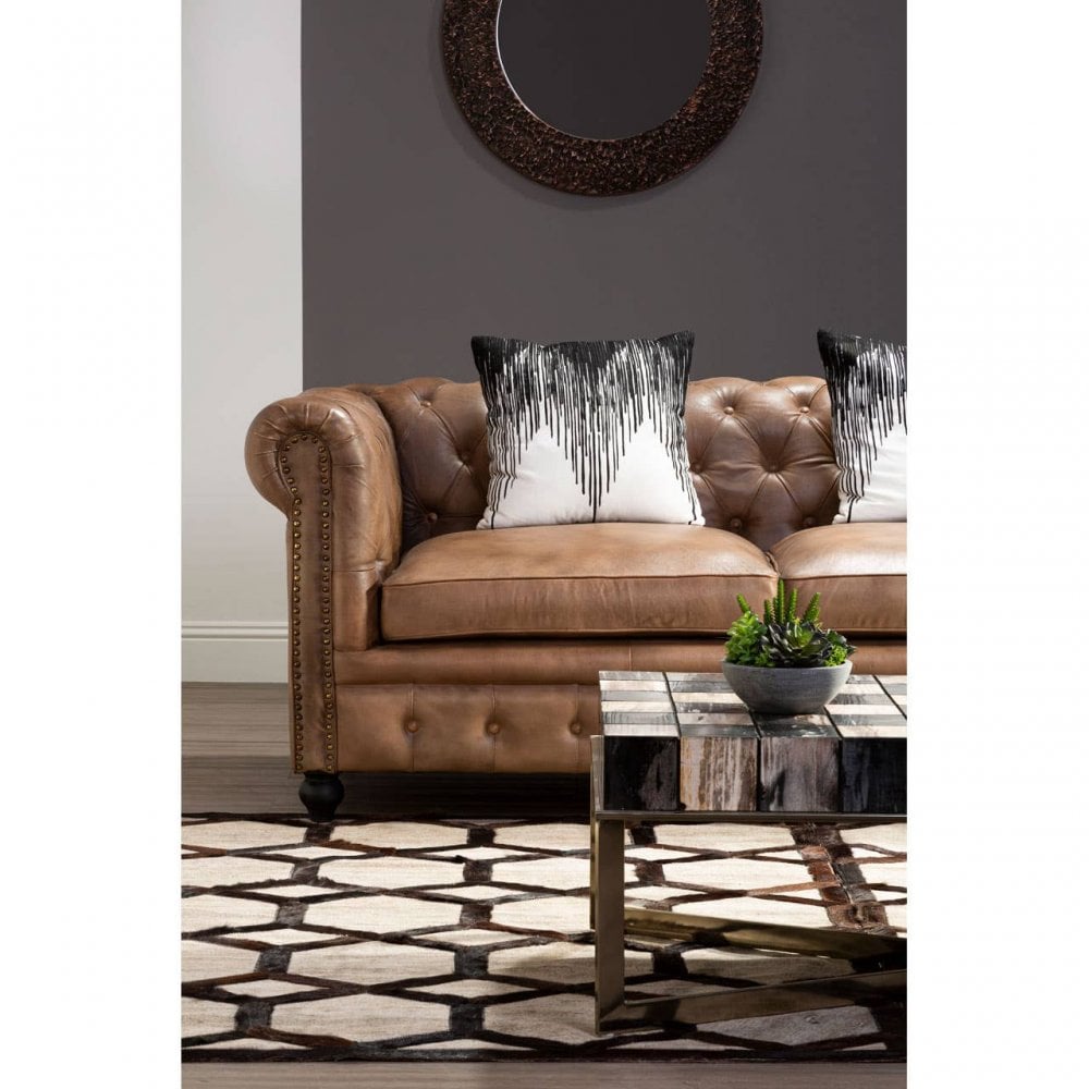 Bison 3 Seat Light Brown Leather Sofa