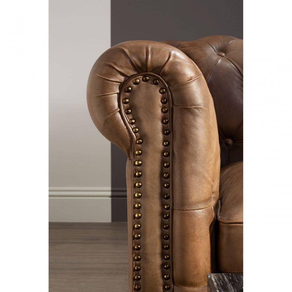 Bison 3 Seat Light Brown Leather Sofa