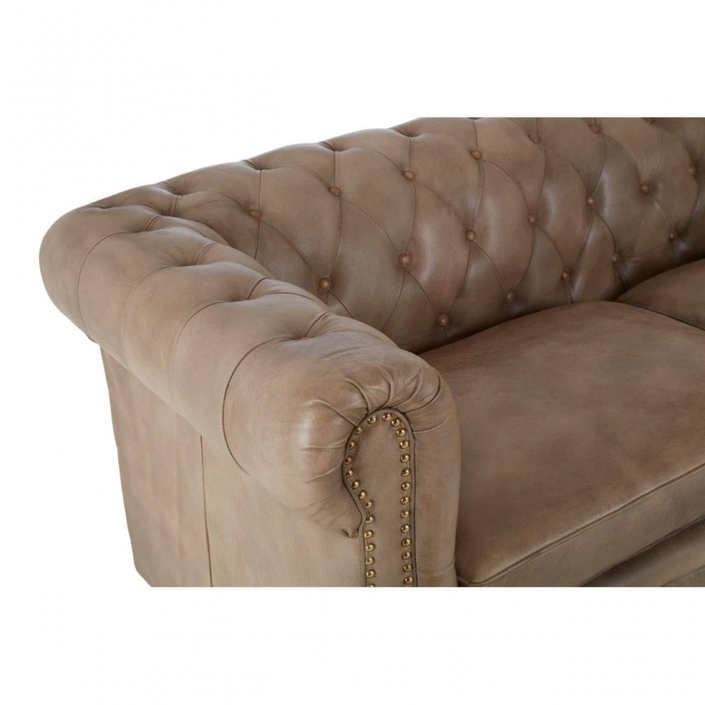 Bison 3 Seat Light Brown Leather Sofa