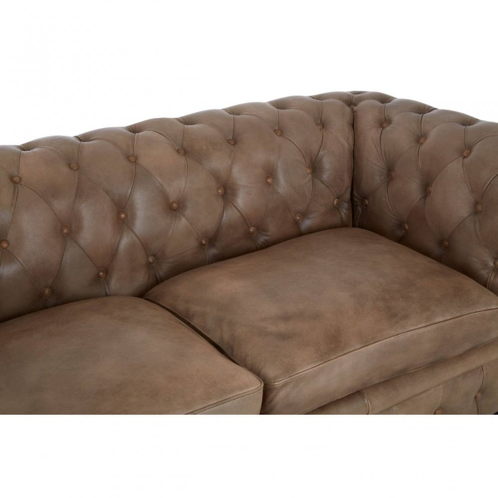 Bison 3 Seat Light Brown Leather Sofa