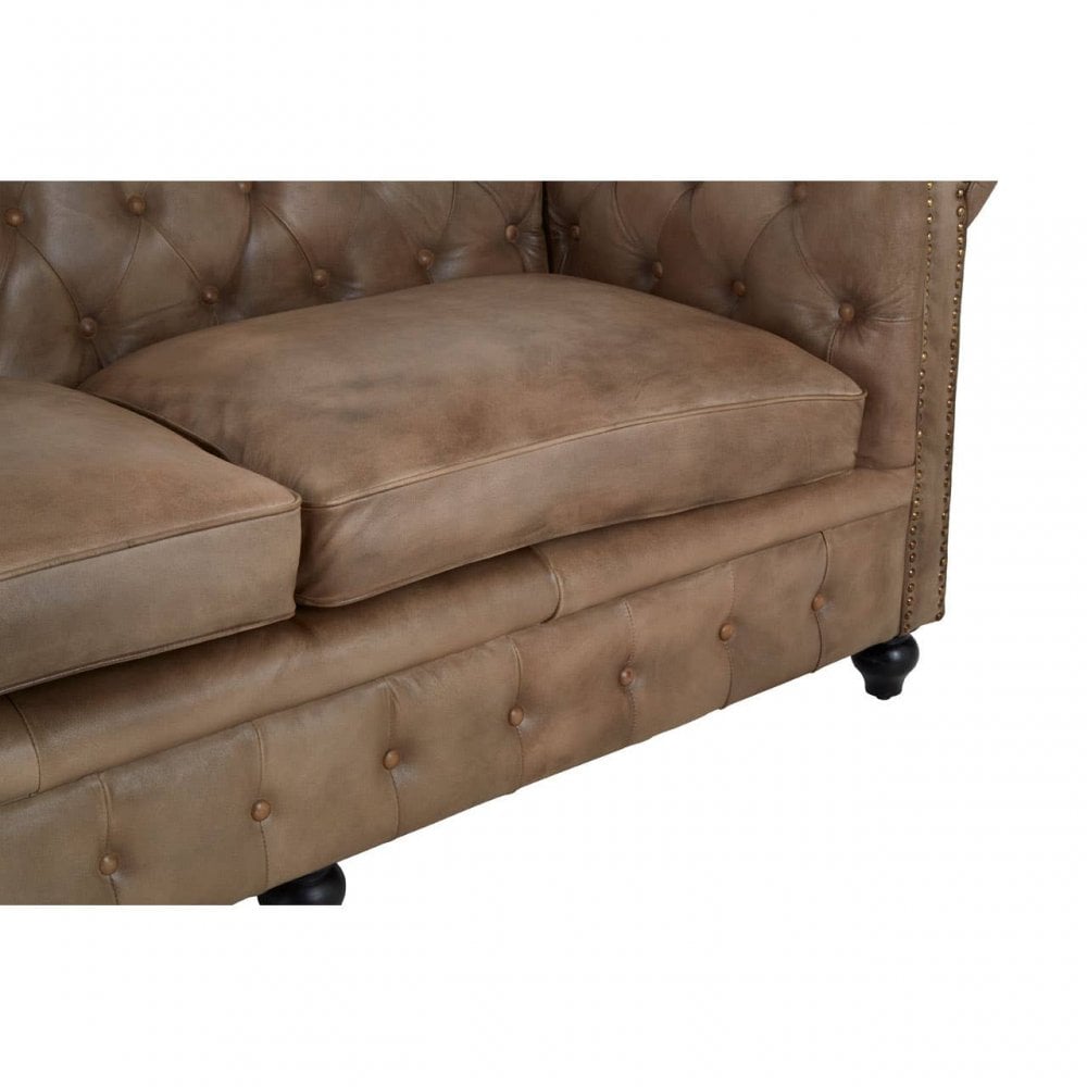 Bison 3 Seat Light Brown Leather Sofa