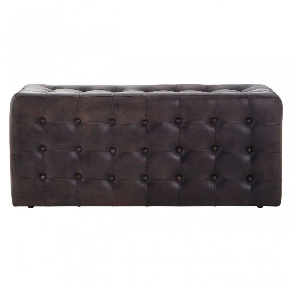 Bison Antique Black / Brown Leather Bench