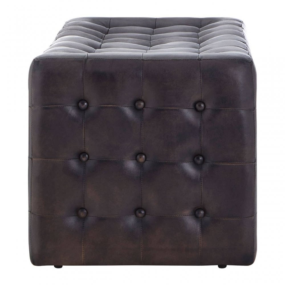 Bison Antique Black / Brown Leather Bench
