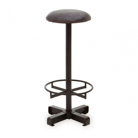 Bison Antique Blue Leather Bar Stool