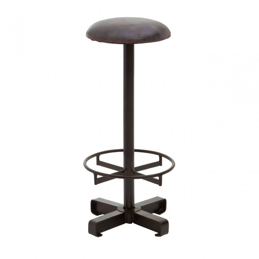 Bison Antique Blue Leather Bar Stool