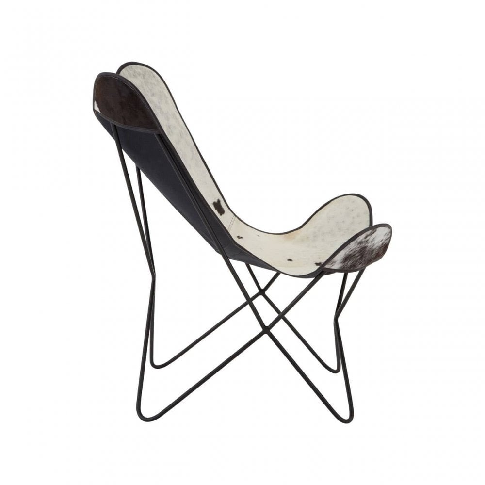 Bison Black Cowhide Butterfly Chair