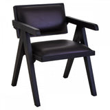 Bison Black Leather Armchair With Wood Frame