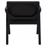 Bison Black Leather Armchair With Wood Frame