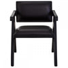 Bison Black Leather Armchair With Wood Frame