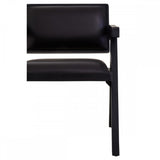 Bison Black Leather Armchair With Wood Frame
