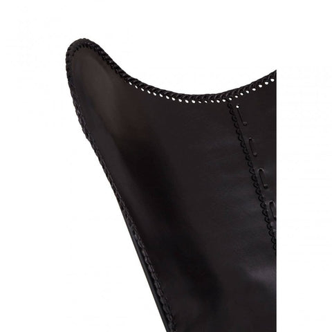 Bison Black Leather Butterfly Chair