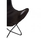 Bison Black Leather Butterfly Chair