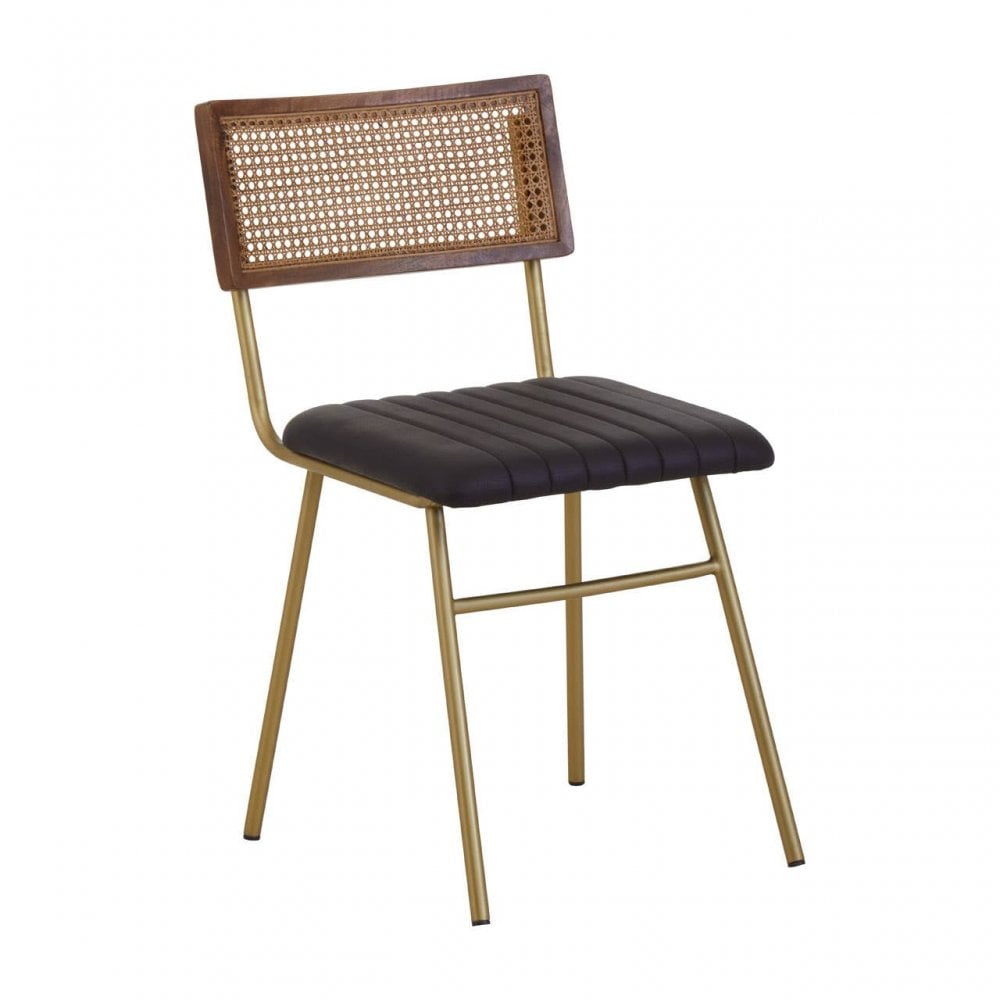 Bison Black Leather Dining Chair