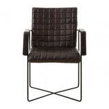 Bison Black Leather Weave Chair
