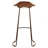 Bison Brown Leather And Iron Sled Base Stool