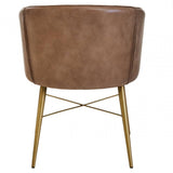 Bison Grey Leather Chair With Gold Finish Legs