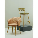 Bison Grey Leather Chair With Gold Finish Legs