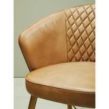 Bison Grey Leather Chair With Gold Finish Legs