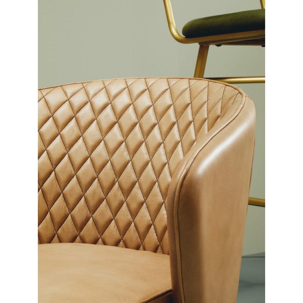 Bison Grey Leather Chair With Gold Finish Legs