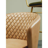 Bison Grey Leather Chair With Gold Finish Legs