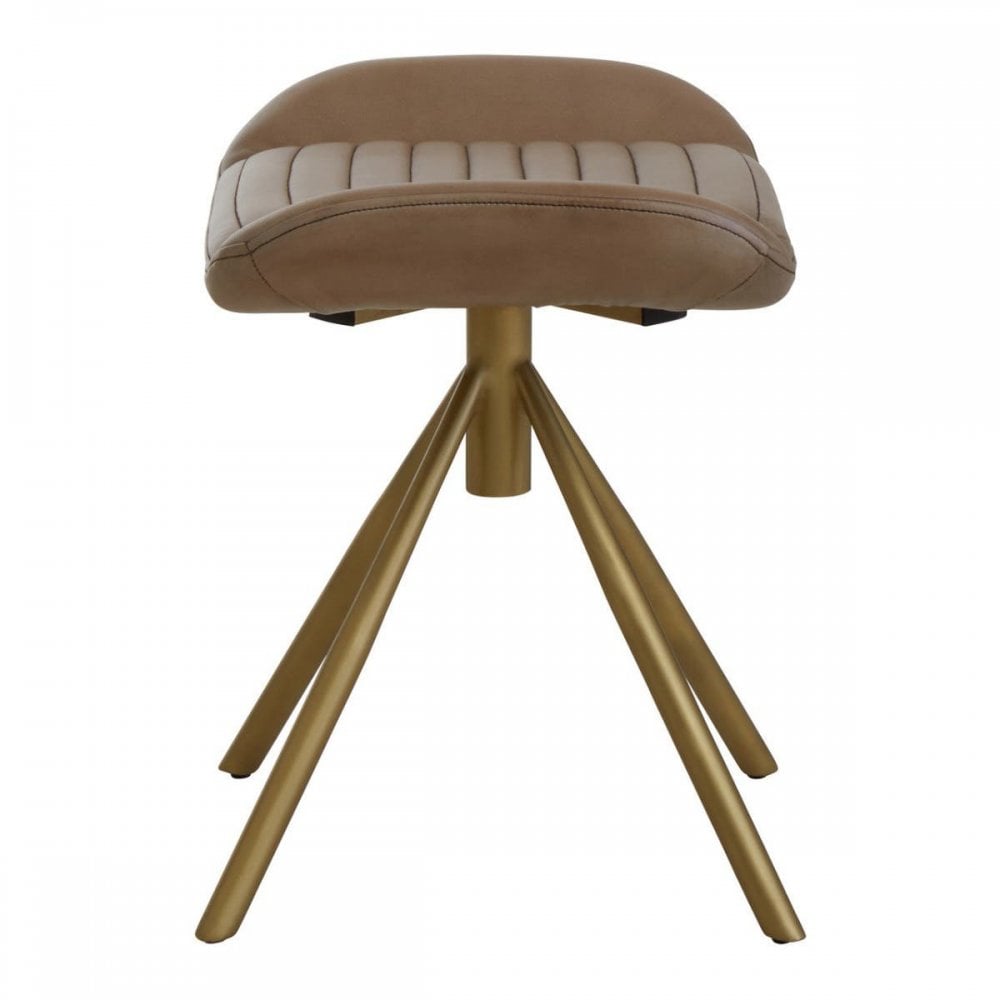 Bison Grey Leather Footstool