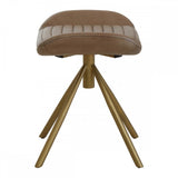 Bison Grey Leather Footstool