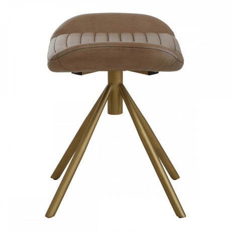 Bison Grey Leather Footstool