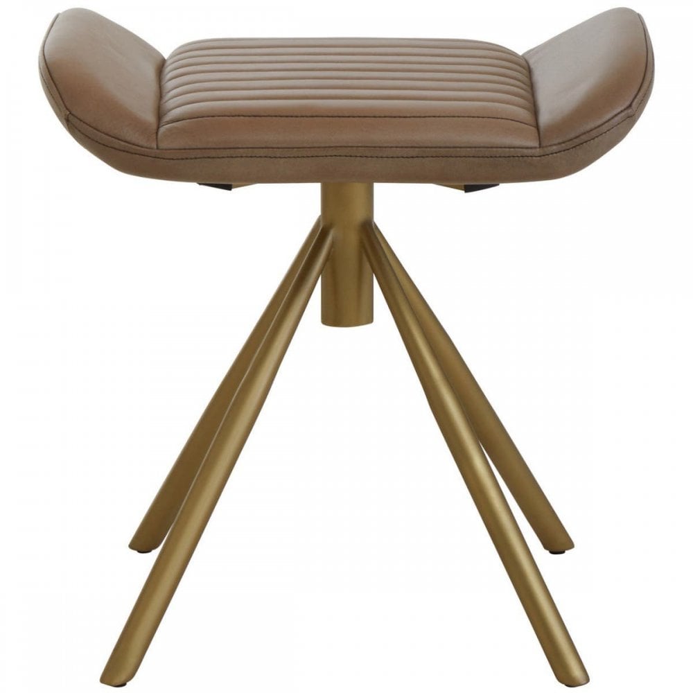 Bison Grey Leather Footstool