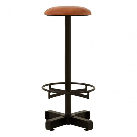Bison Light Brown Leather Bar Stool