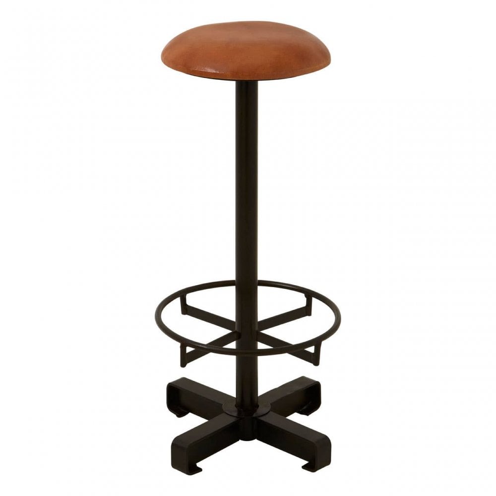 Bison Light Brown Leather Bar Stool