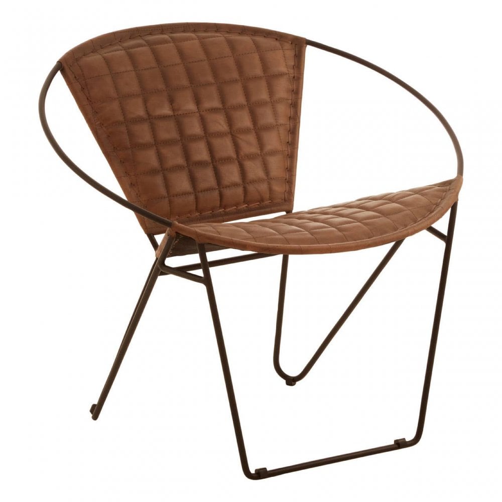 Bison Light Brown Leather Iron Chair