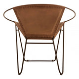 Bison Light Brown Leather Iron Chair
