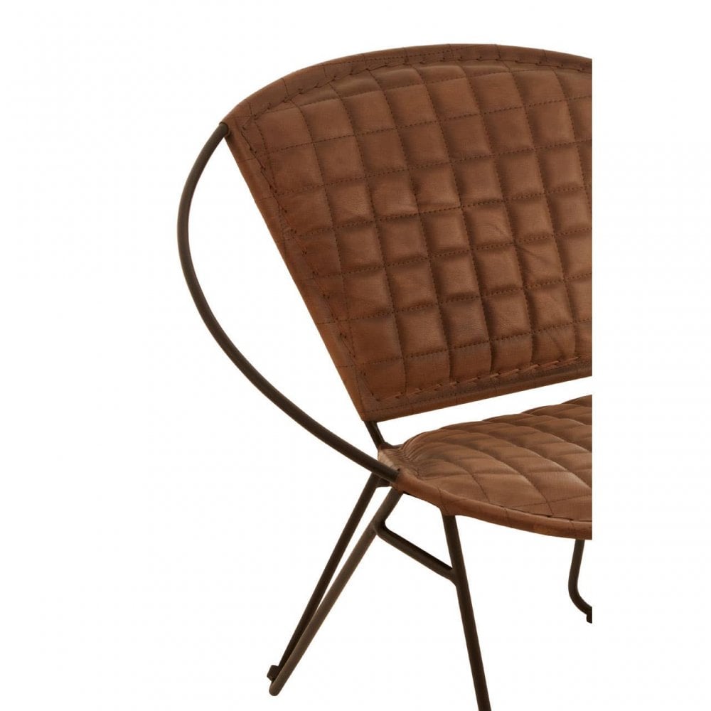 Bison Light Brown Leather Iron Chair