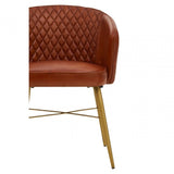 Bison Tan Leather Chair With Gold Finish Legs