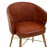 Bison Tan Leather Chair With Gold Finish Legs