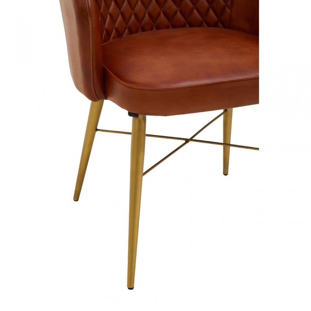 Bison Tan Leather Chair With Gold Finish Legs