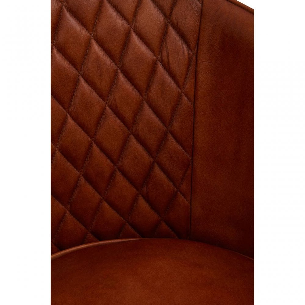 Bison Tan Leather Chair With Gold Finish Legs