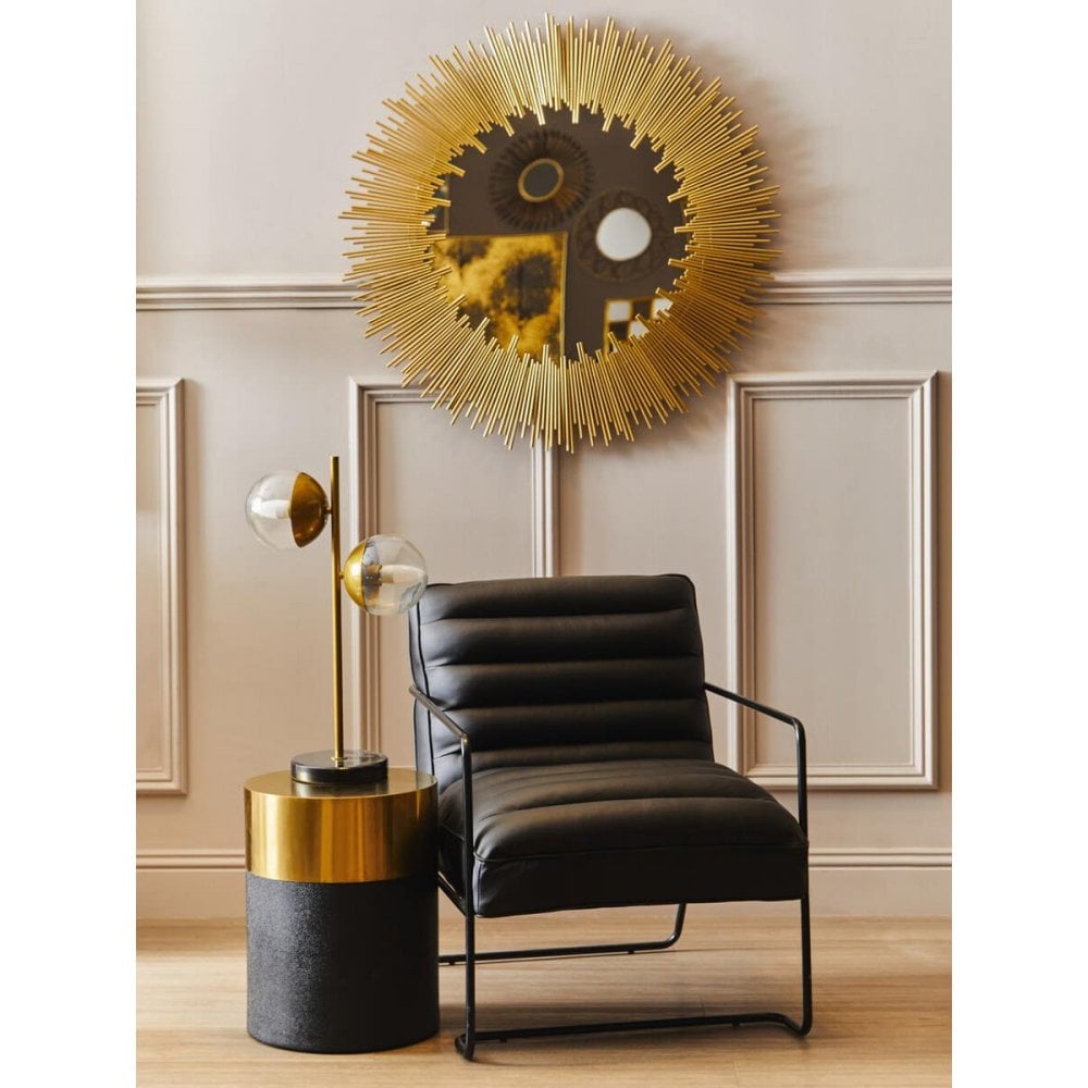 Cordoba Round Black Shagreen Stool